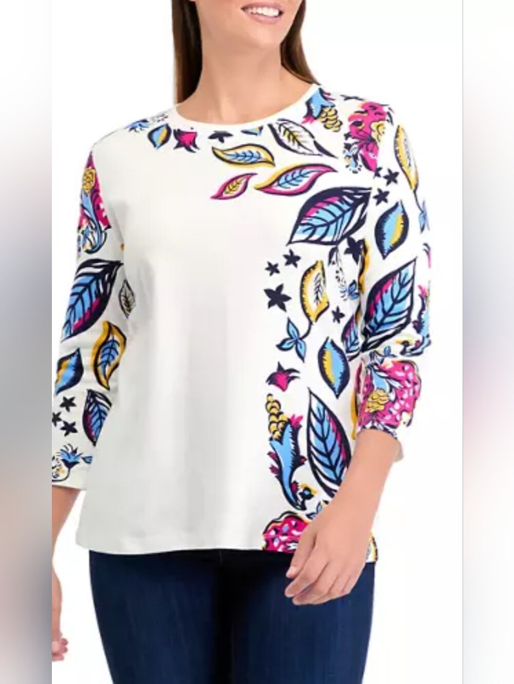 Kim Rogers 100% Cotton Perfectly Soft Colorful Top Size Large New Without Tag!
